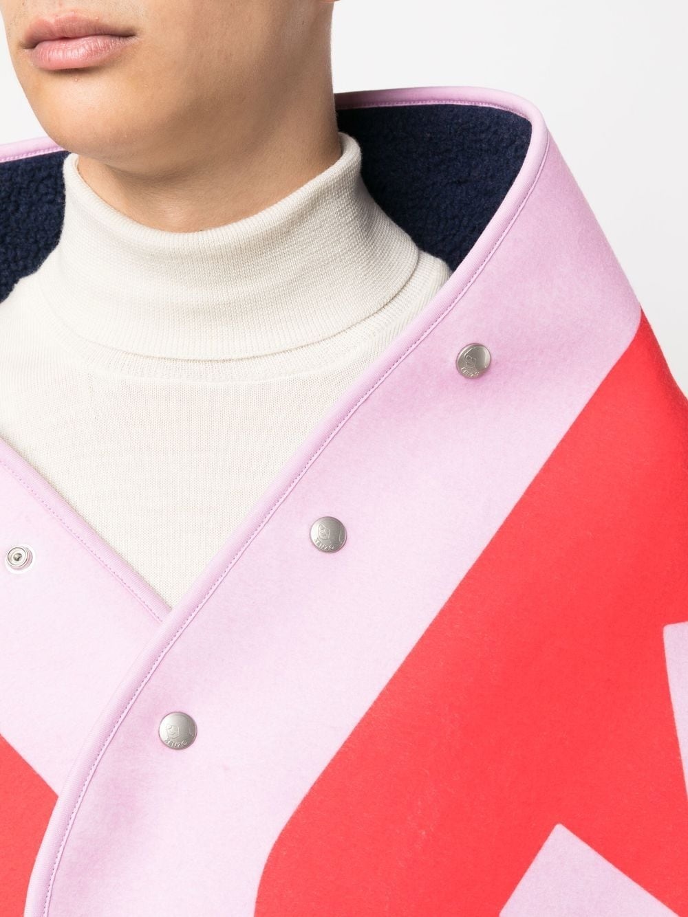 logo-print detail cape scarf - 5