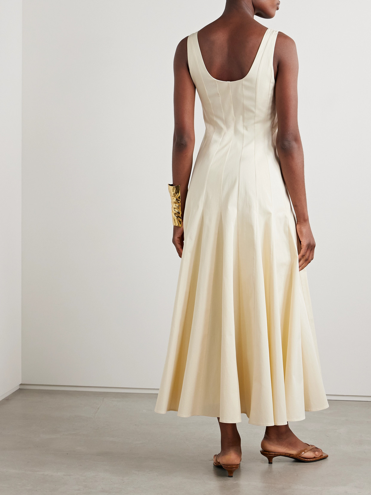 Pleated Organic Cotton-blend Gabardine Maxi Dress - 3