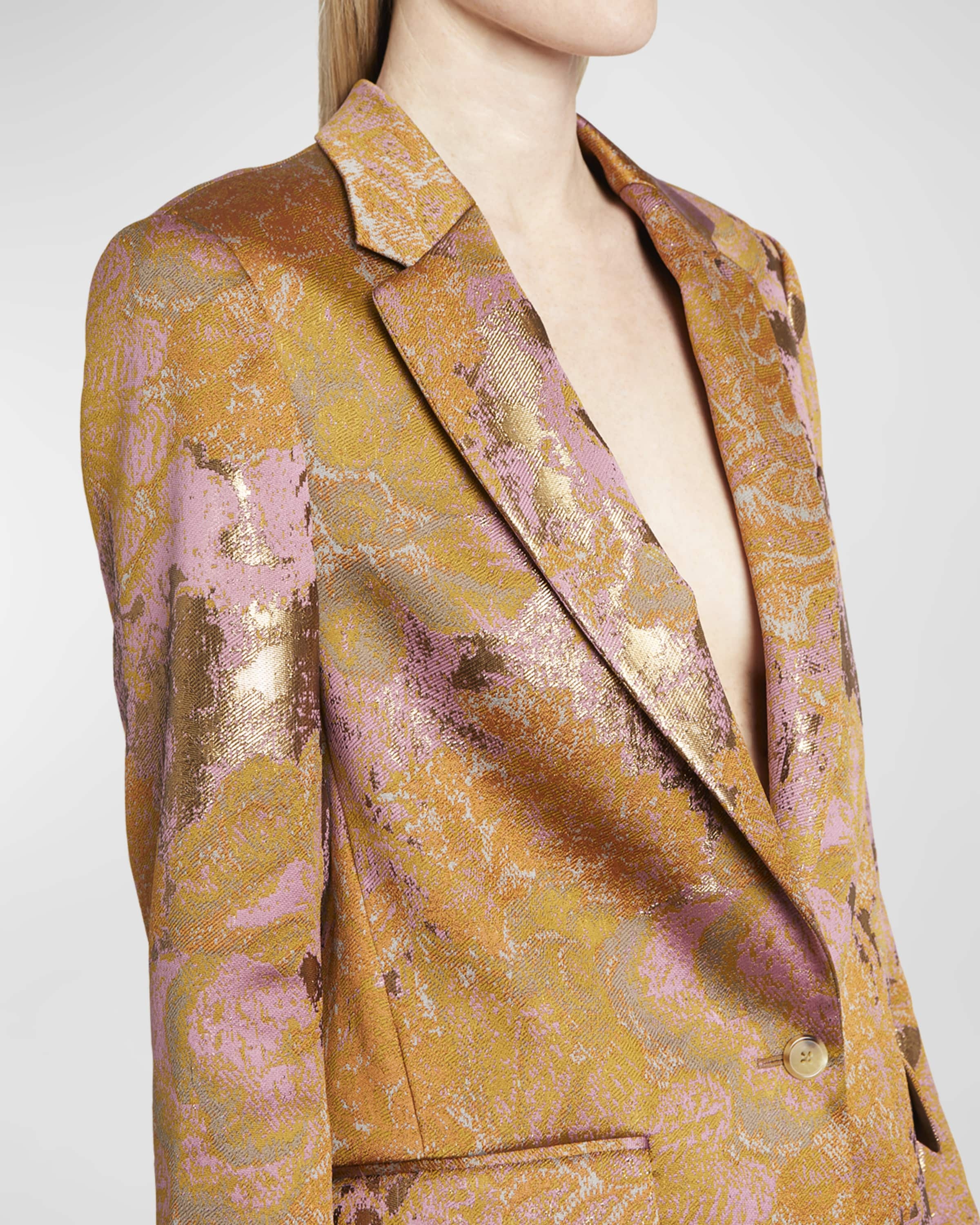 Dries Van Noten: Black & Gold Jacquard Bomber Jacket