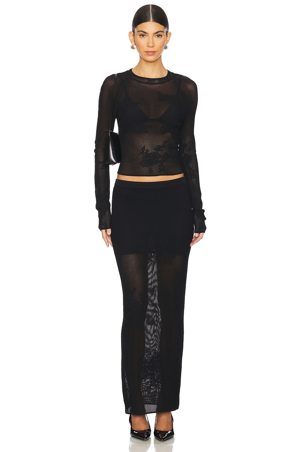 Lace Pointelle Maxi Skirt - 5