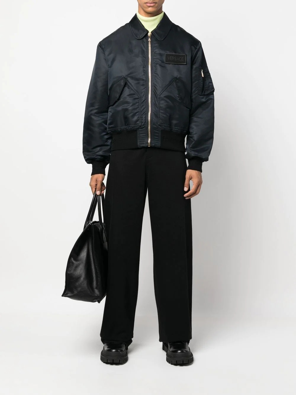logo-patch padded bomber jacket - 2