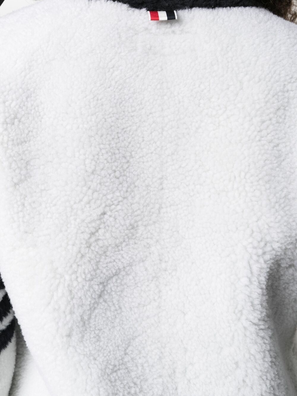 4-Bar stripe shearling cardigan - 5