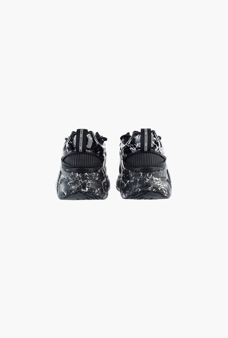 Black leather and mesh marble print B-Runner sneakers - 3