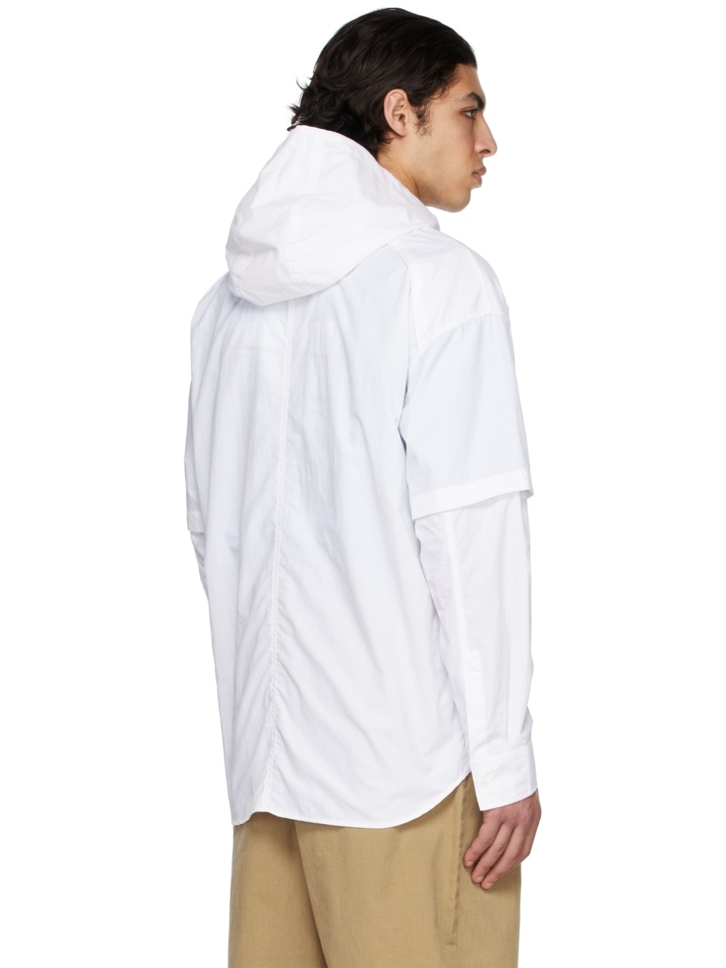 White Double Sleeve Hoody Shirt - 3