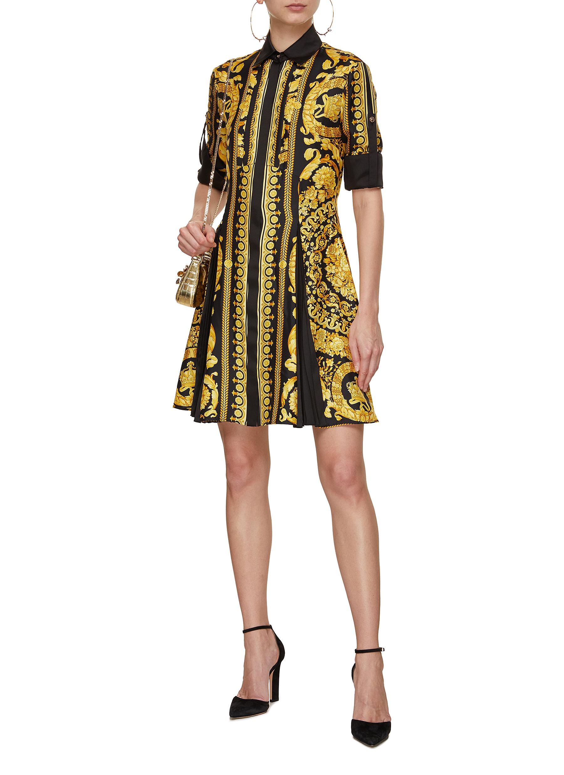 VERSACE Barocco Silk Midi Shirt Dress