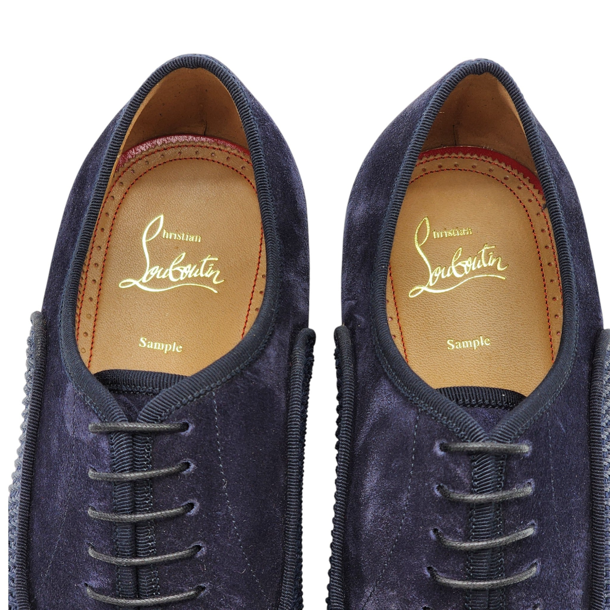 Christian Louboutin Greggo Leather and Suede Oxford Shoes Blue EU 42 US 9 - 7