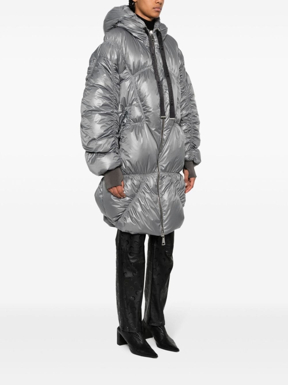 metallic-effect padded coat - 3