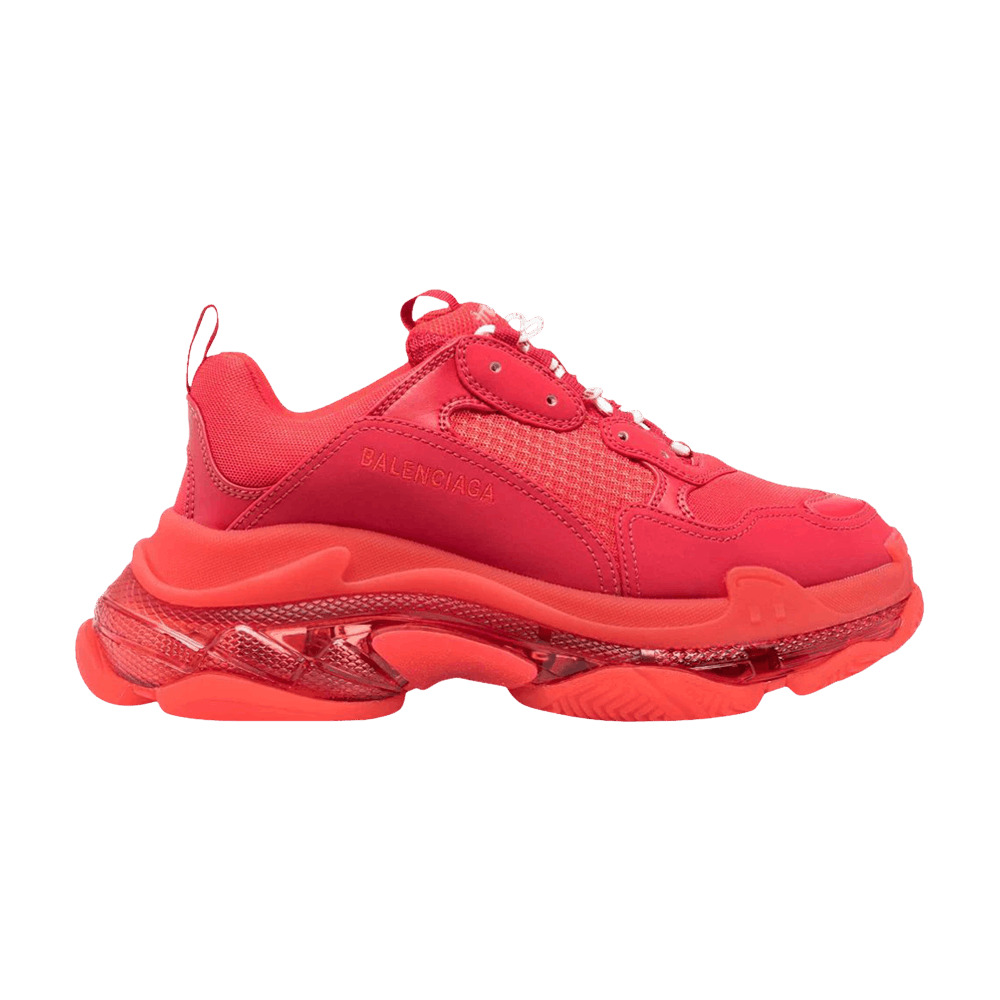 BALENCIAGA Balenciaga Triple S Sneaker Clear Sole Red White Laces goat REVERSIBLE