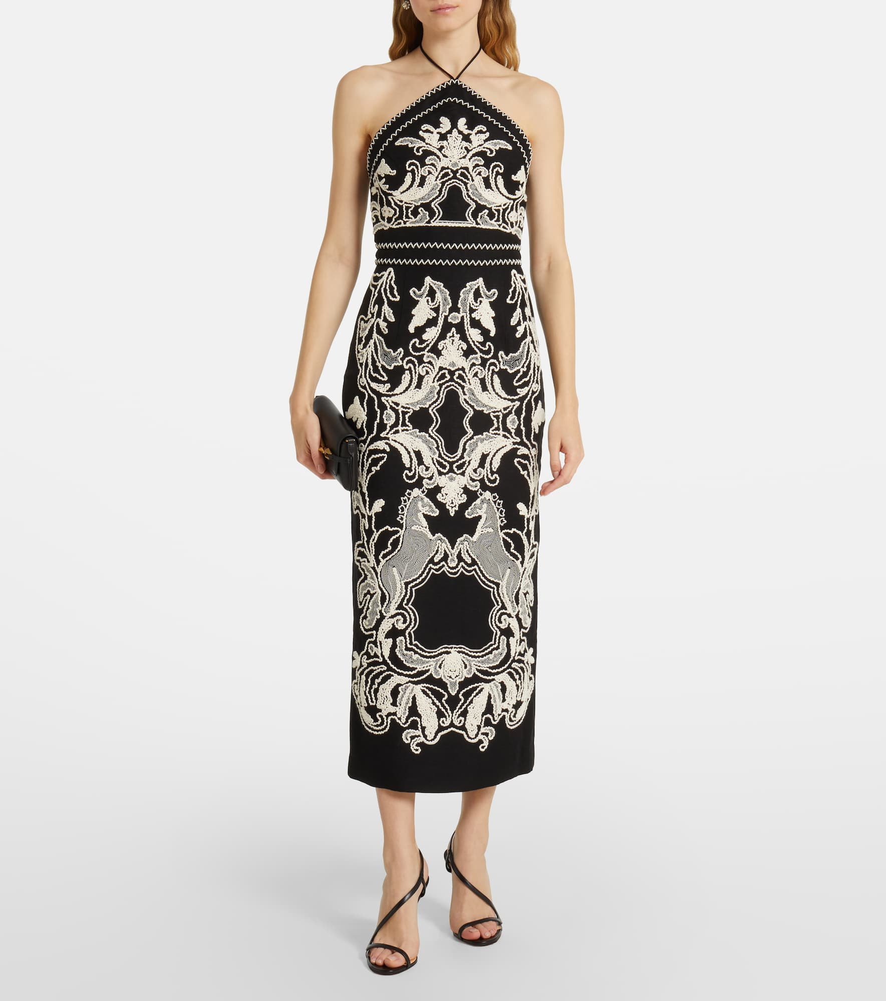 Azera embroidered linen-blend midi dress - 2