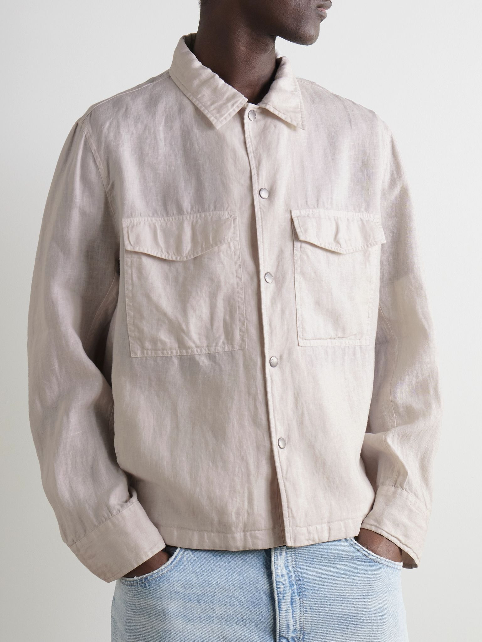Angus Linen Shirt Jacket Gray - 3