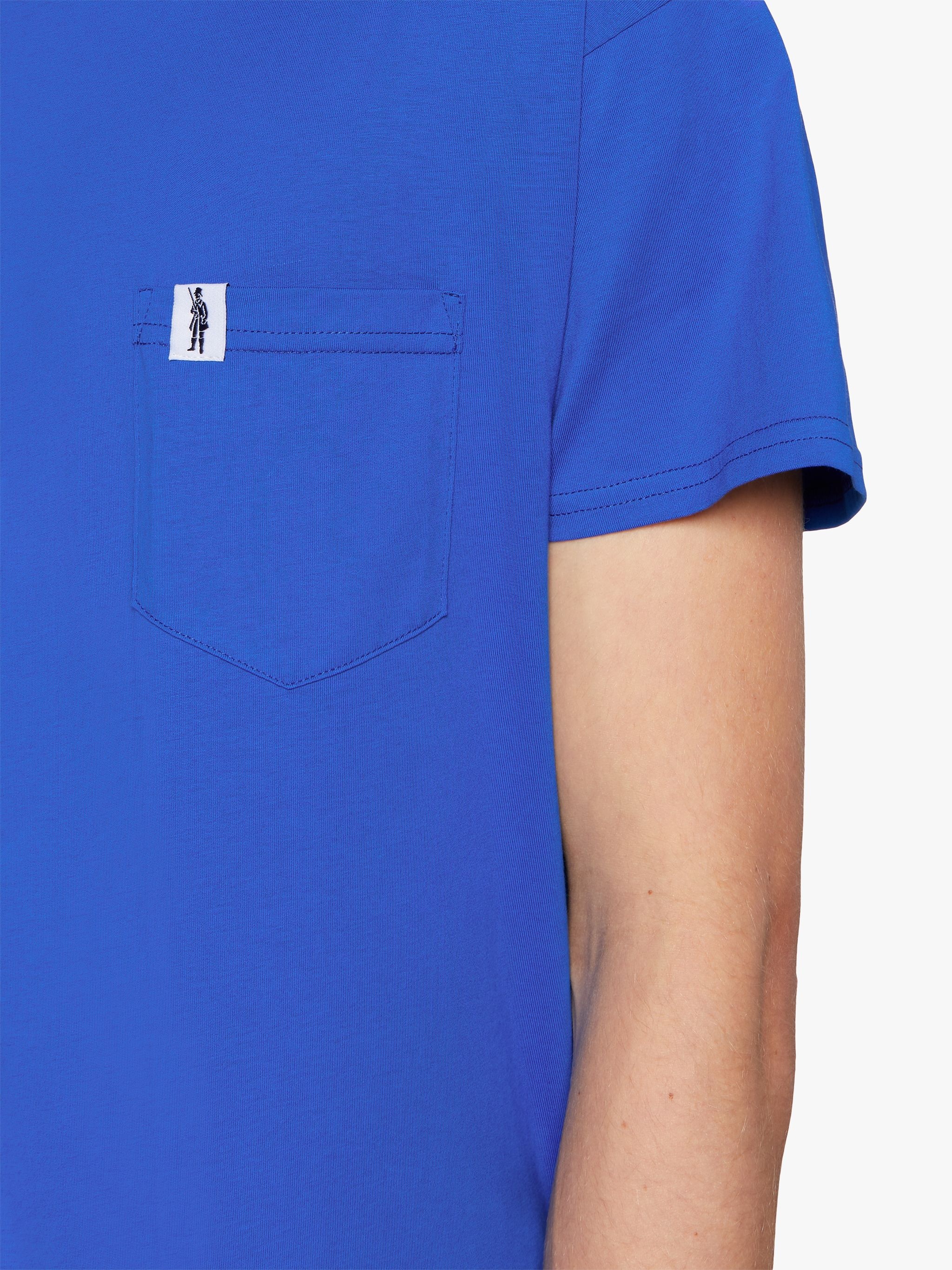 BLUE COTTON CONTRAST RIB T-SHIRT | GJM-219 - 6