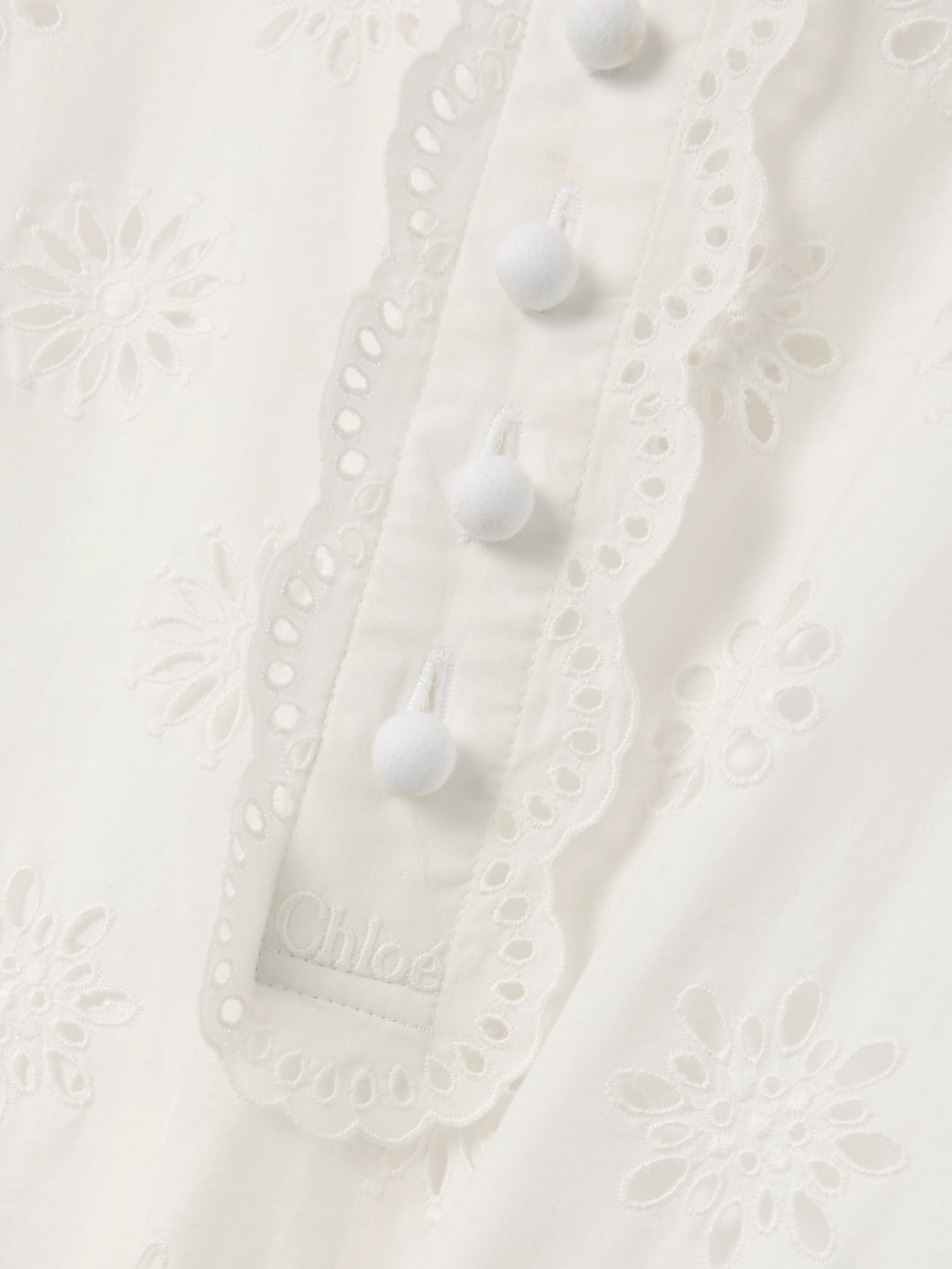 Scalloped broderie anglaise cotton-blend mini dress White - 5