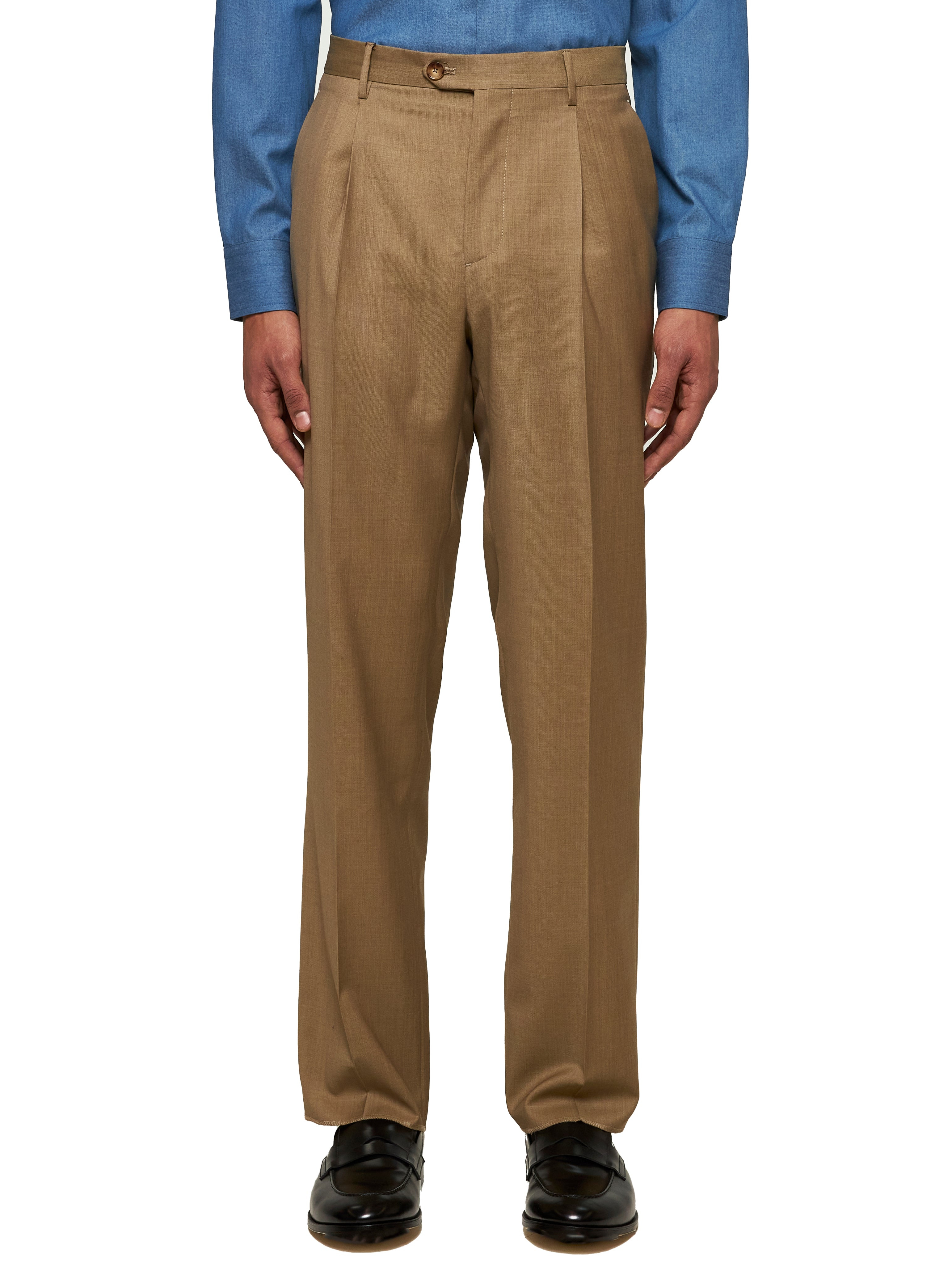 Etro Men Beige Wool One-Pleat Trousers - 3