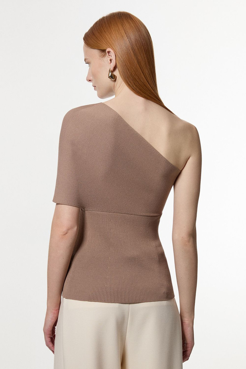 Compact Rib Stitch Knitted One Shoulder Top 5