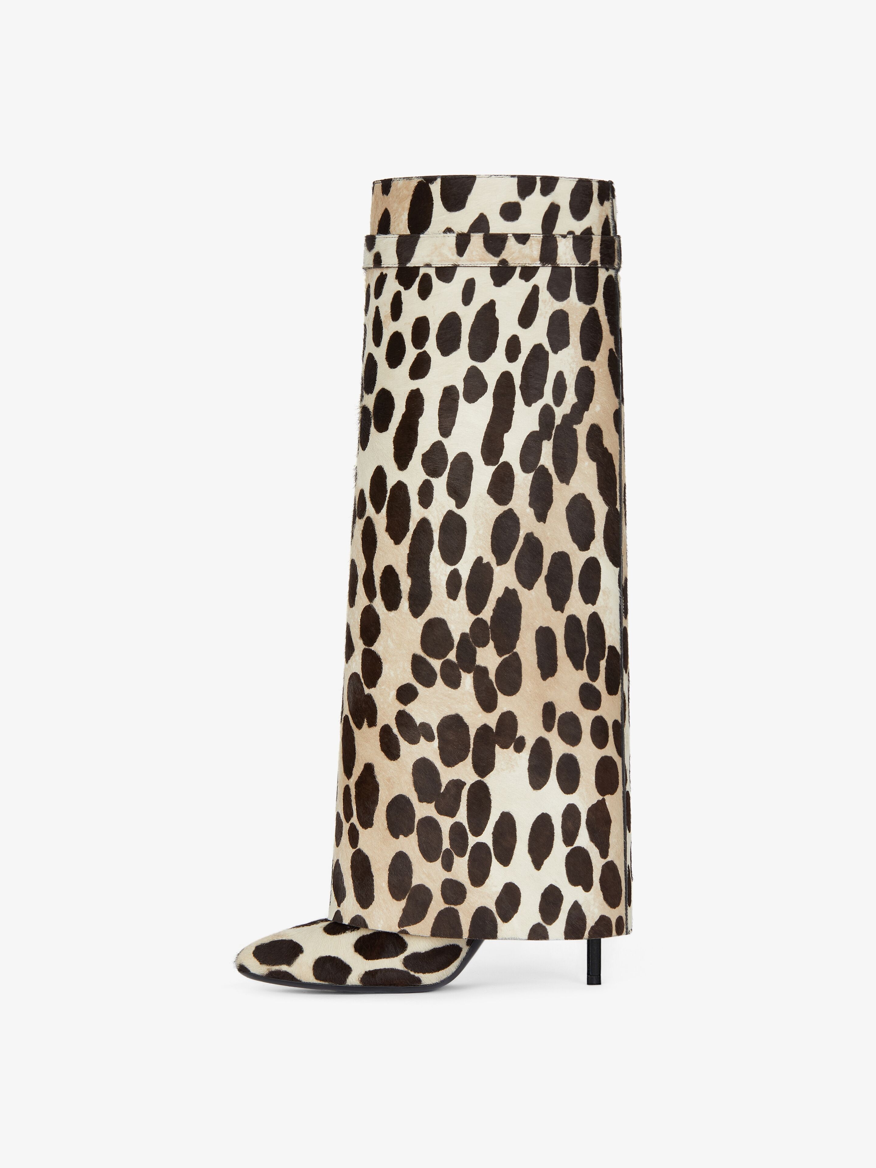 SHARK LOCK STILETTO BOOTS IN PONY WITH LEOPARD PRINT - 5