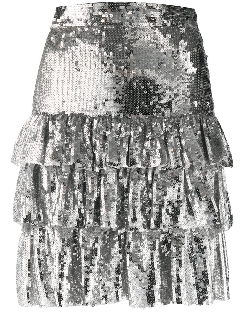 sequin-embellished tiered mini skirt - 1