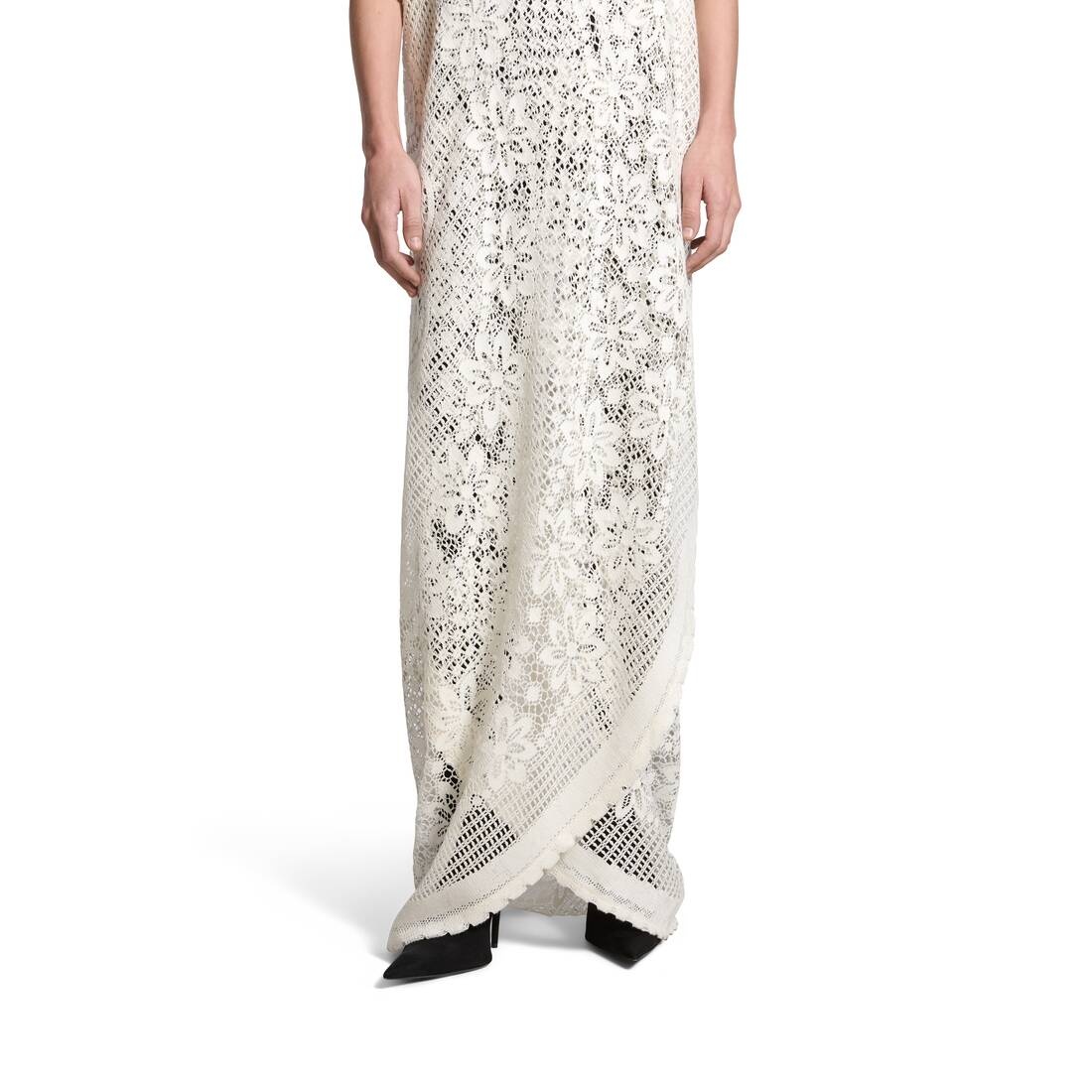 Women's Upcycled Tablecloth Dress in Light Beige - 6