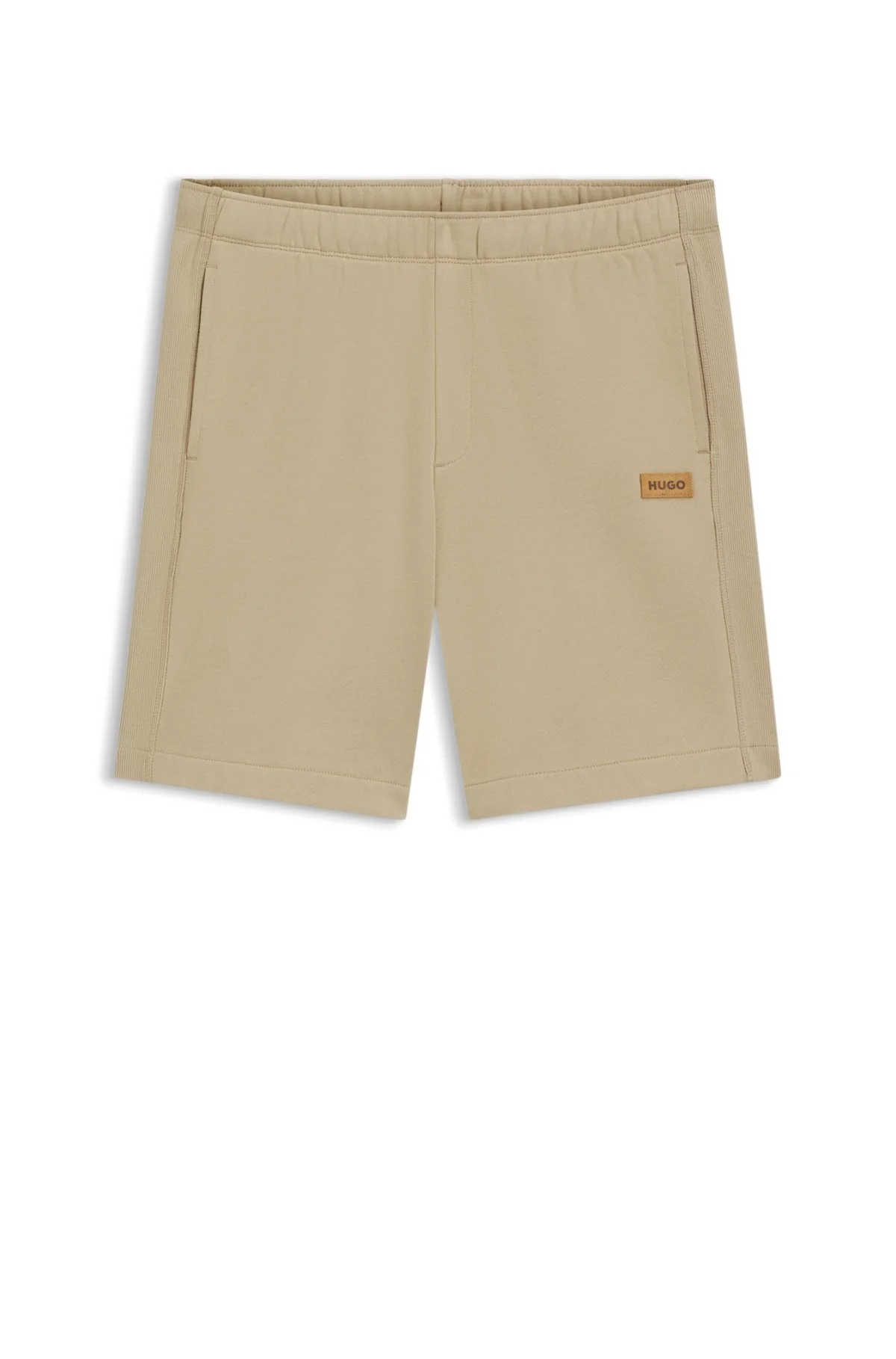 REGULAR-FIT SHORTS IN COTTON WITH SUEDE LOGO BADGE - 1