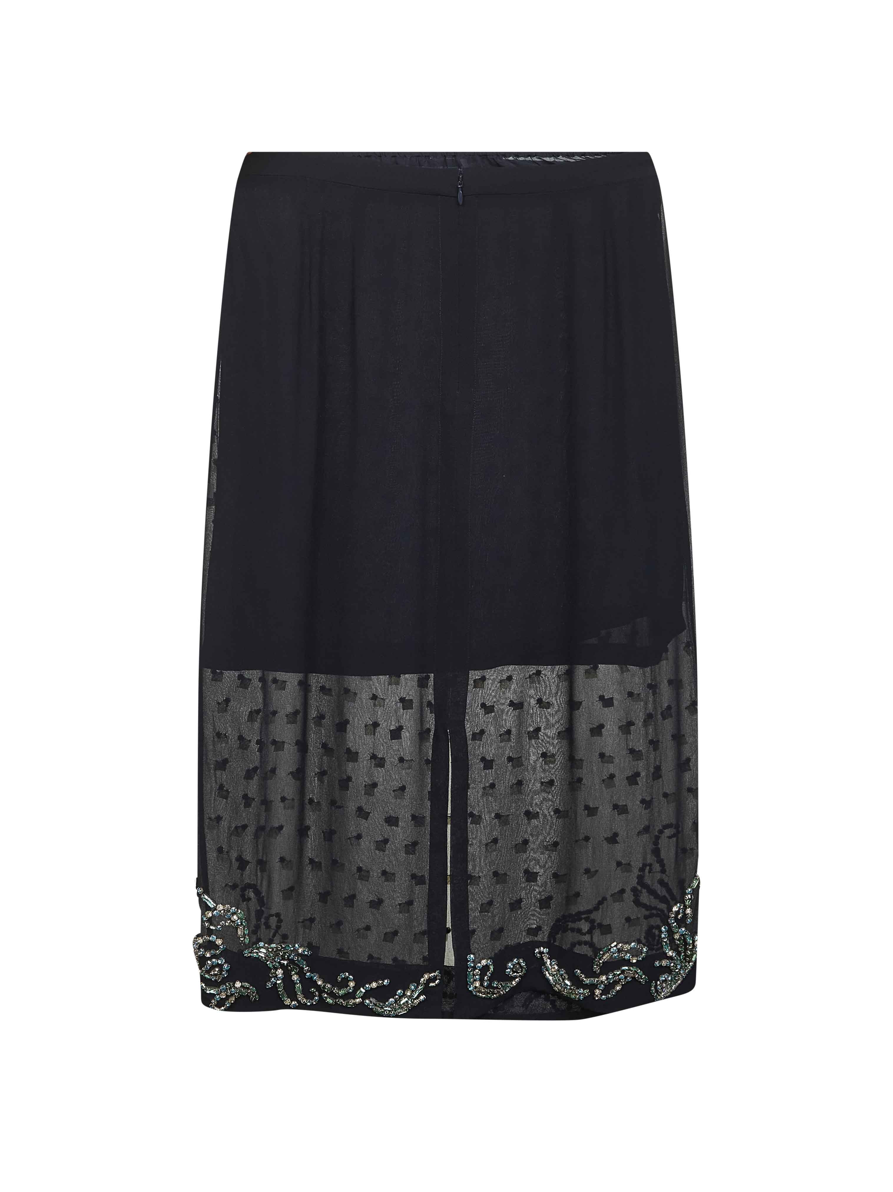 Blue georgette jewel embellished midi skirt - 2