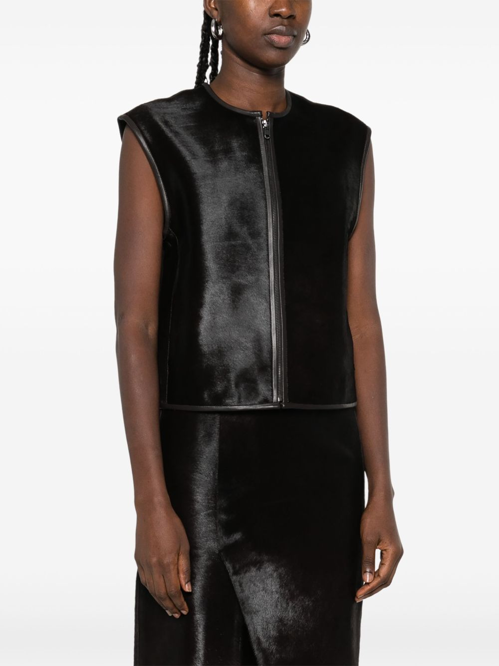 sleeveless zip-front vest - 3
