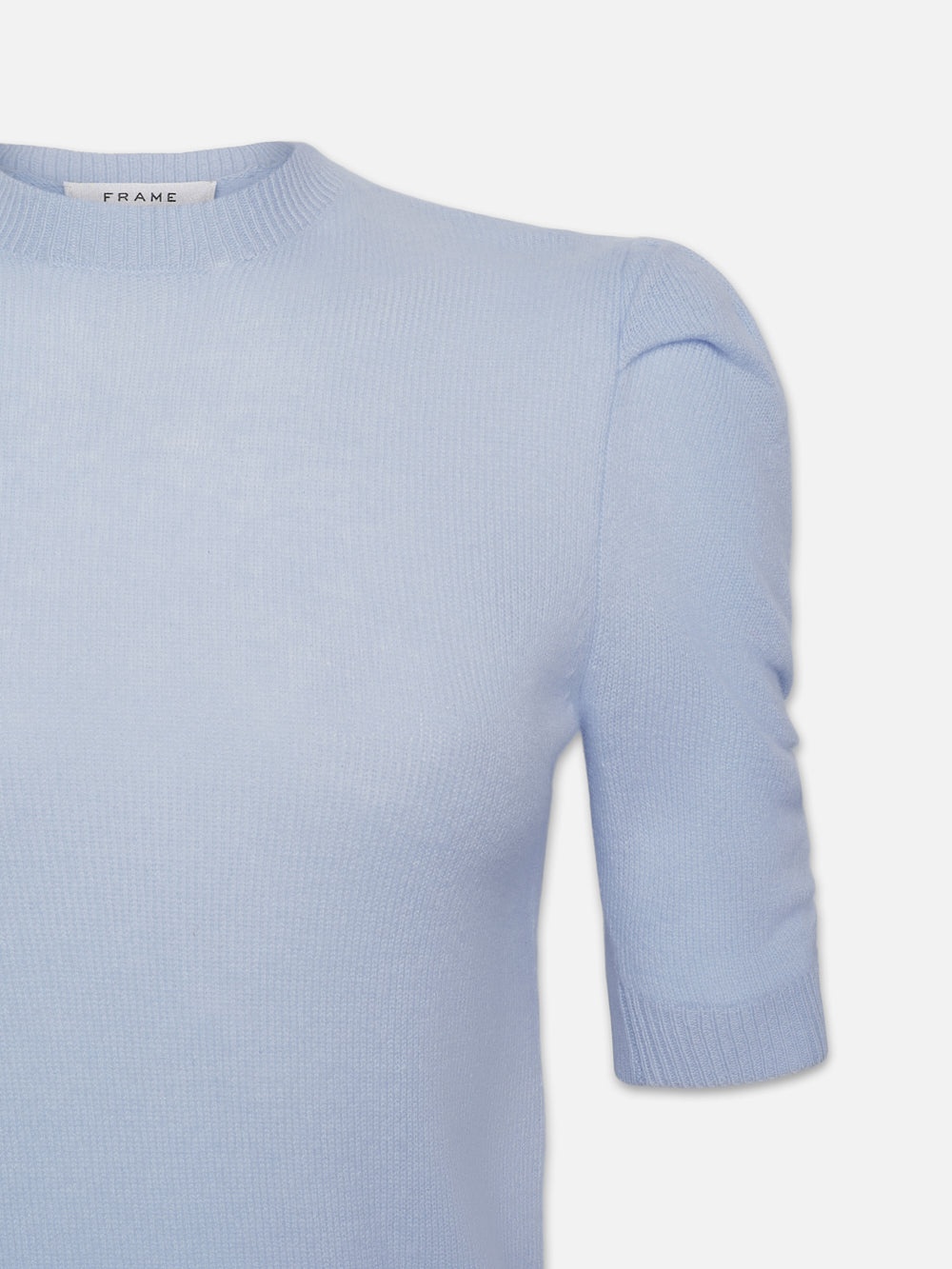 Ruched Sleeve Cashmere Sweater in Light Blue - 3