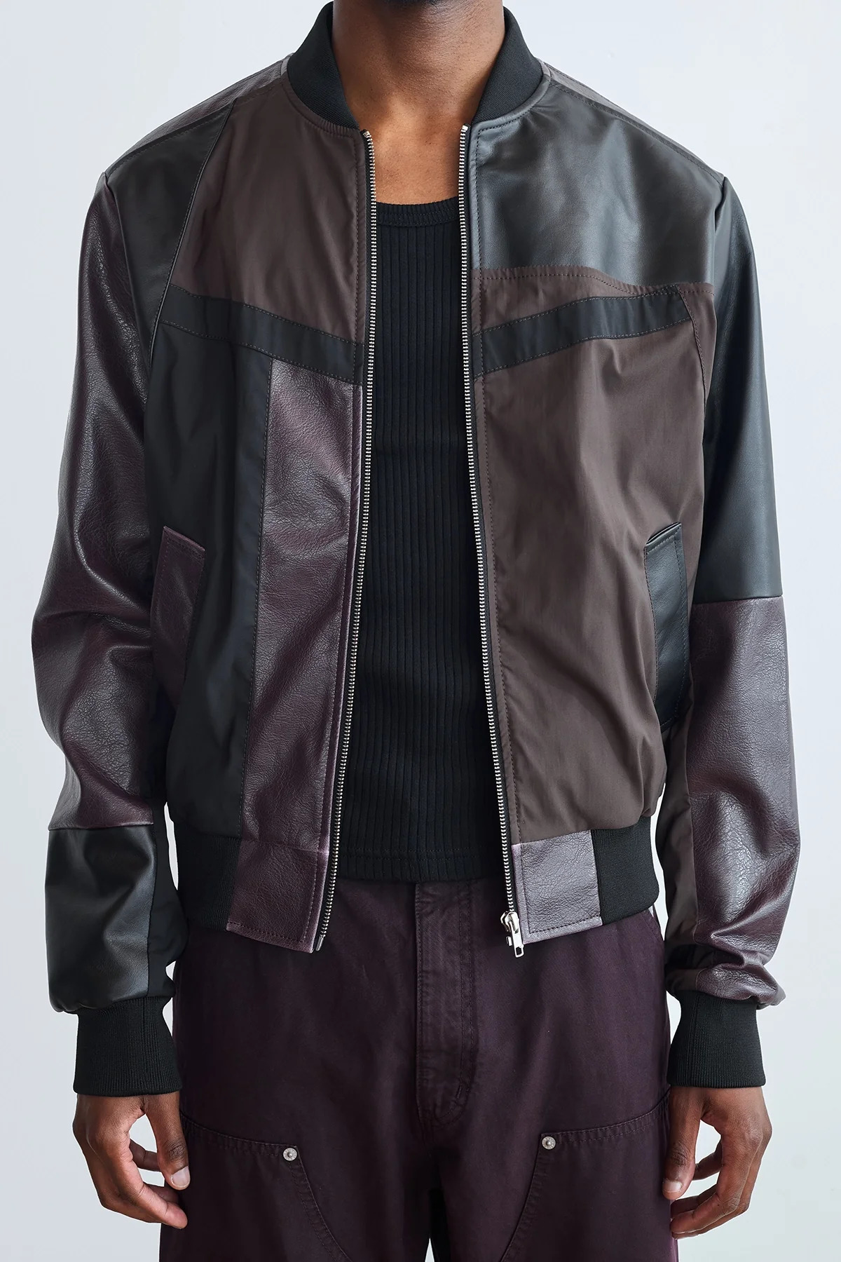MM6 Maison Margiela Paneled Bomber Jacket Brown/Black/Burgundy - 4