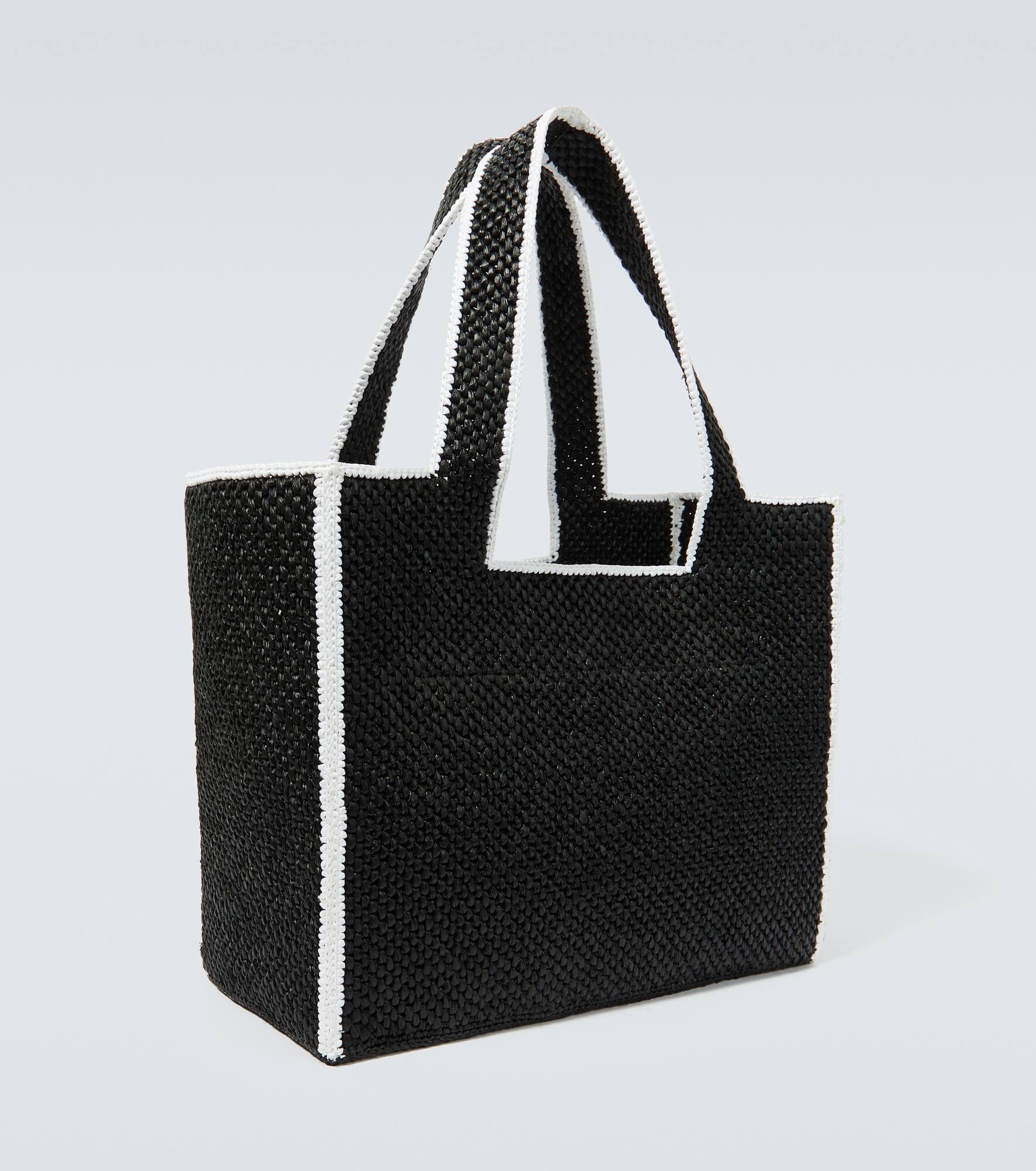 Large logo raffia tote bag - 5