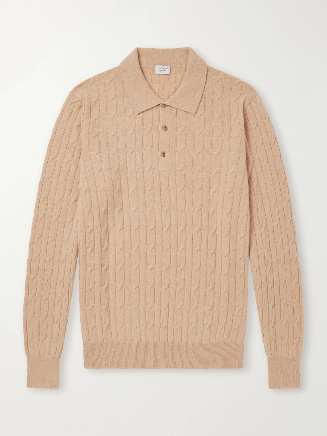 Cable-Knit Cashmere Polo Sweater - 1