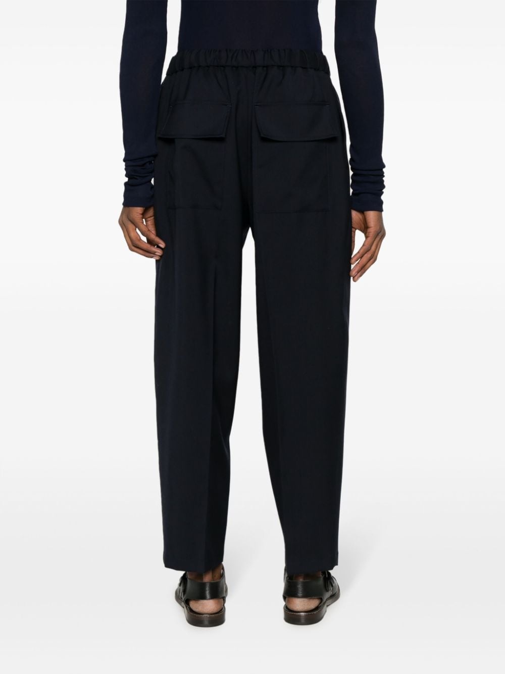 elasticated-waistband cotton trousers - 4