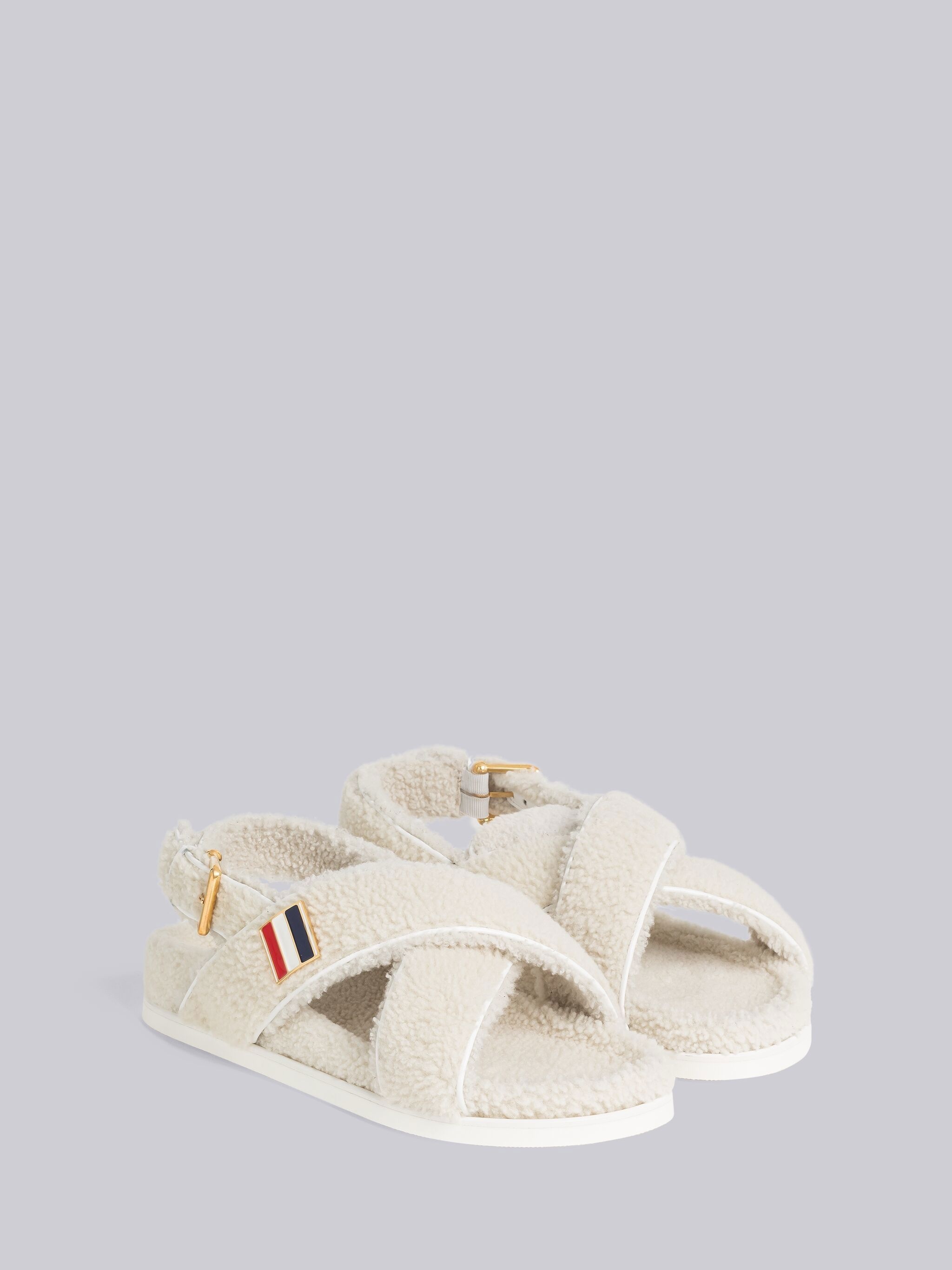 shearling RWB buckle sandals - 3