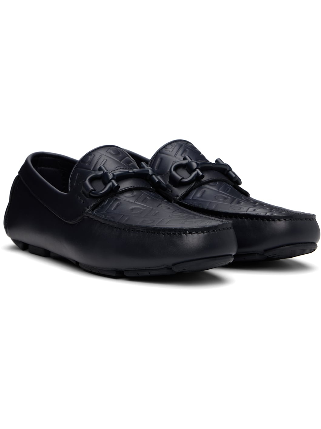 Navy Gancini Ornament Driver Loafers - 4