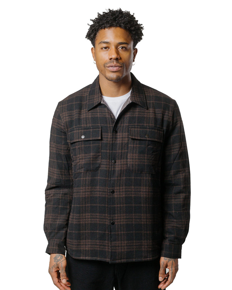 NORSE PROJECTS Hjalmer Insulated Wool Check Overshirt Espresso outlook