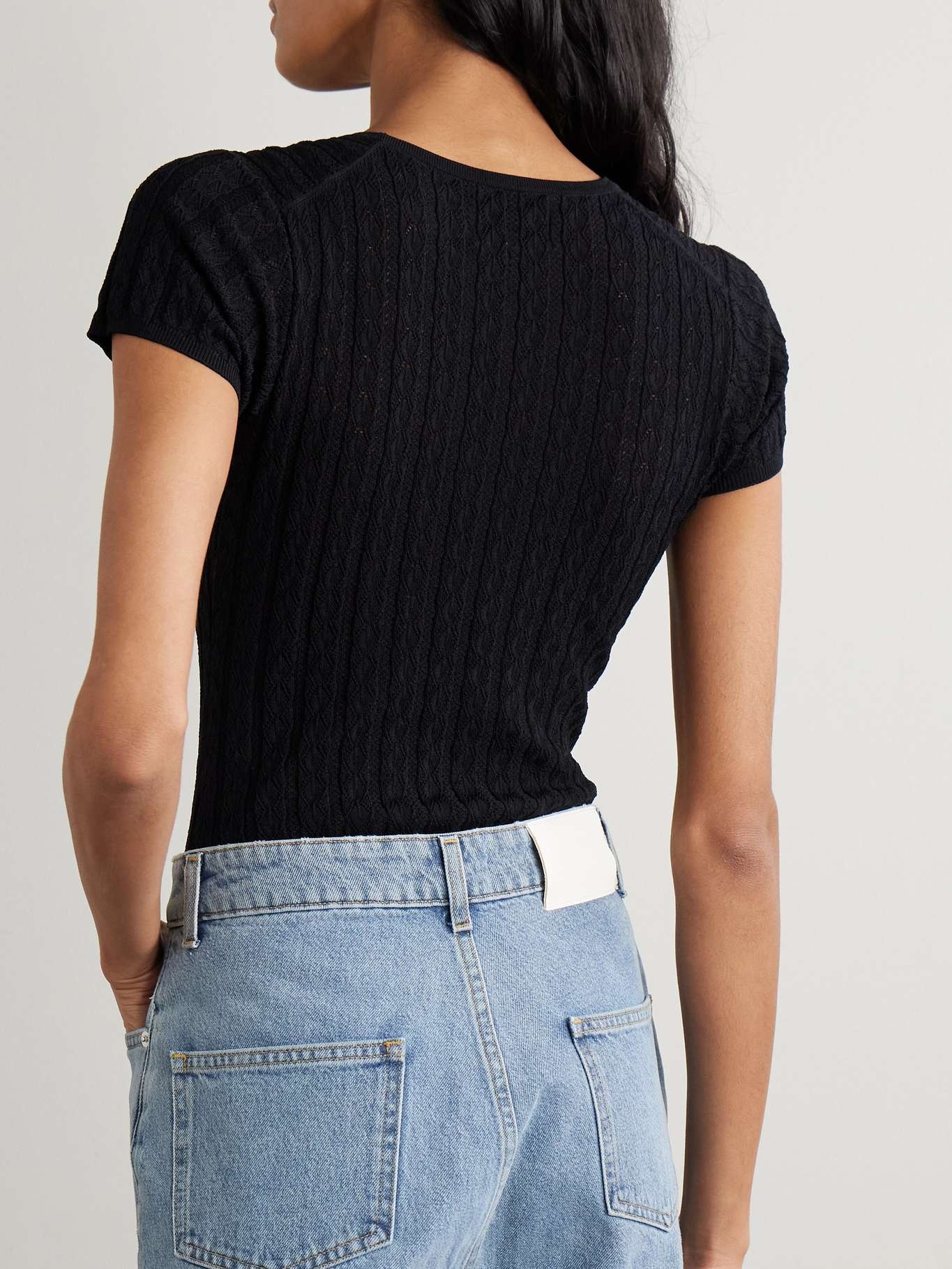 Silas pointelle-knit bodysuit Black - 3