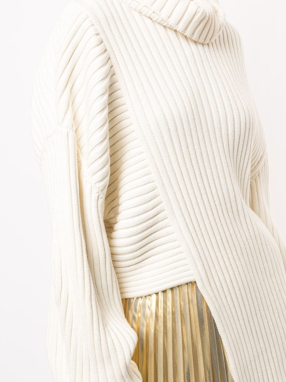 asymmetric ribbed high neck jumper - 5