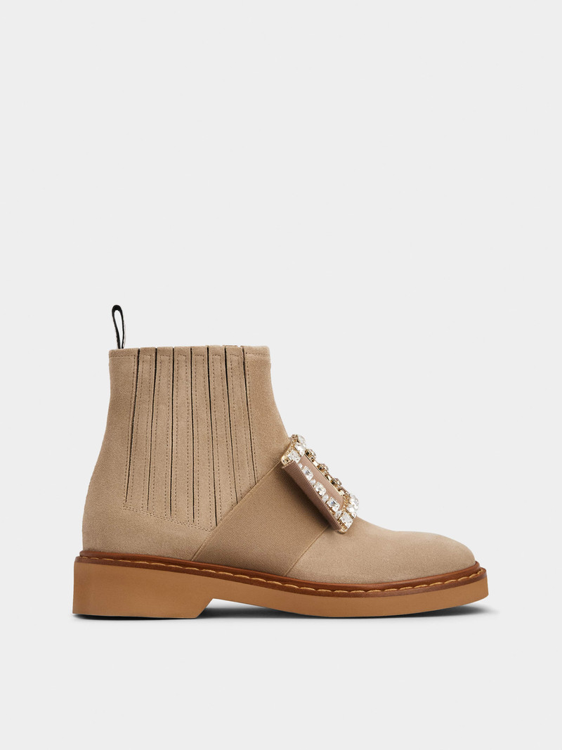 Viv' Rangers Strass Buckle Chelsea Booties in Suede 1