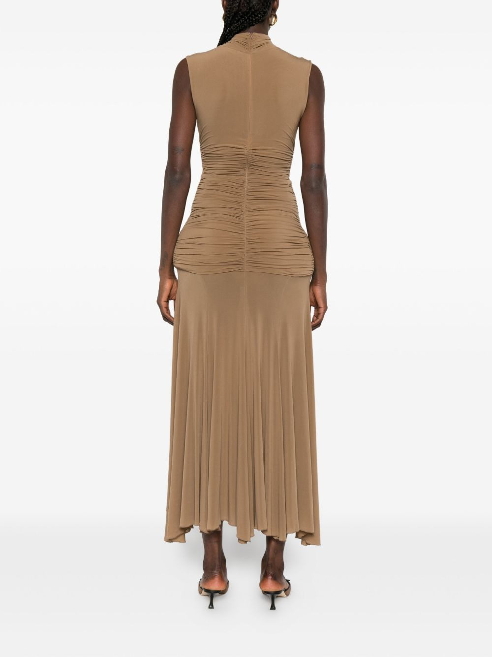 high-neck draped maxi dress - 4