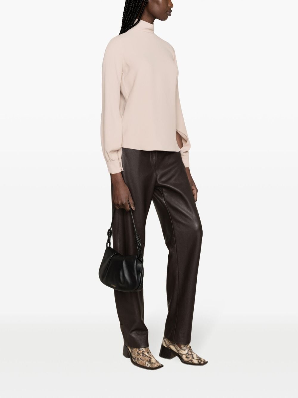 puff-sleeves crepe blouse - 3