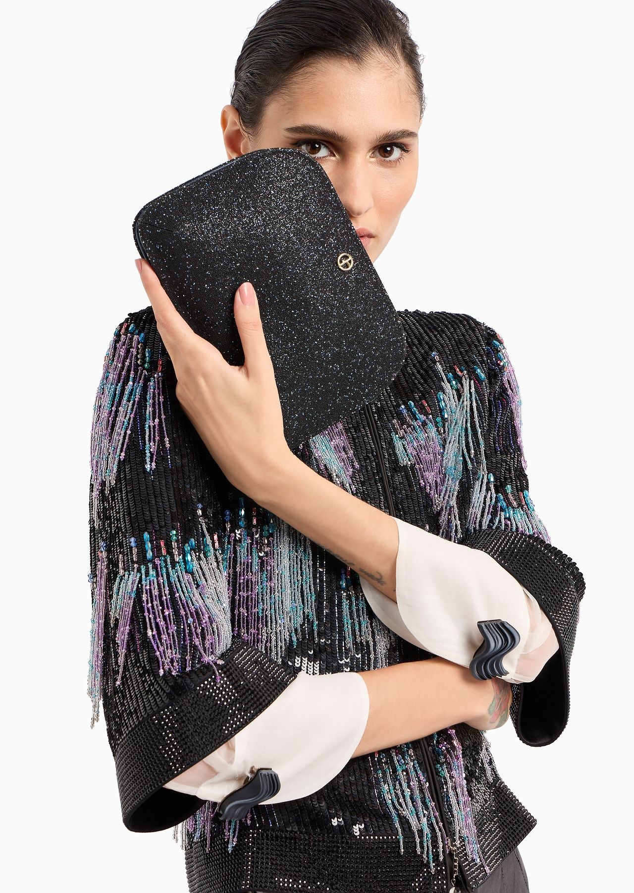 La Prima patent leather and rhinestone clutch bag - 6