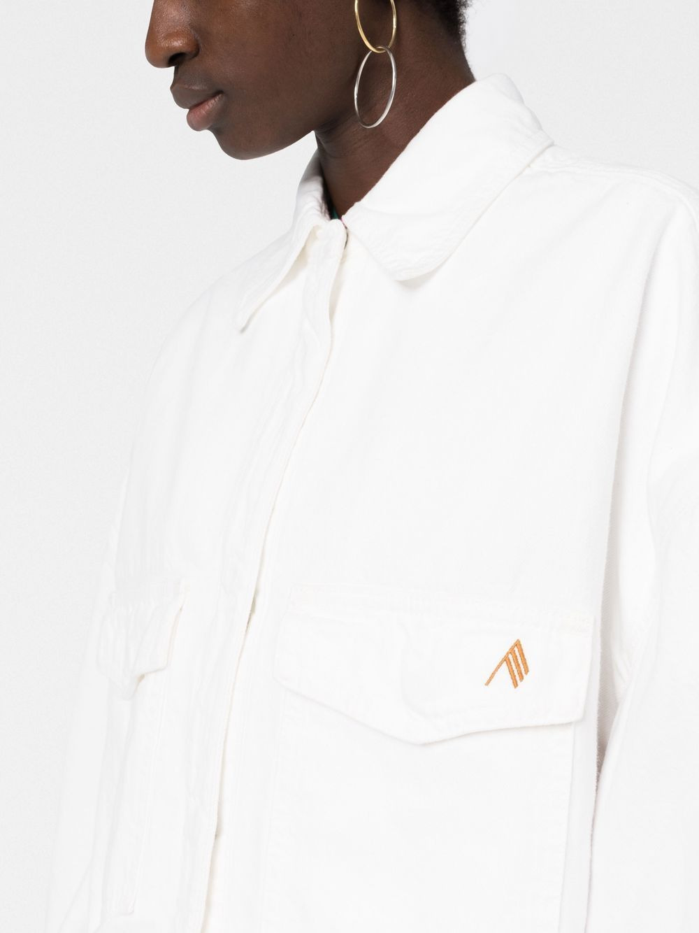 logo-embroidered shirt jacket - 3