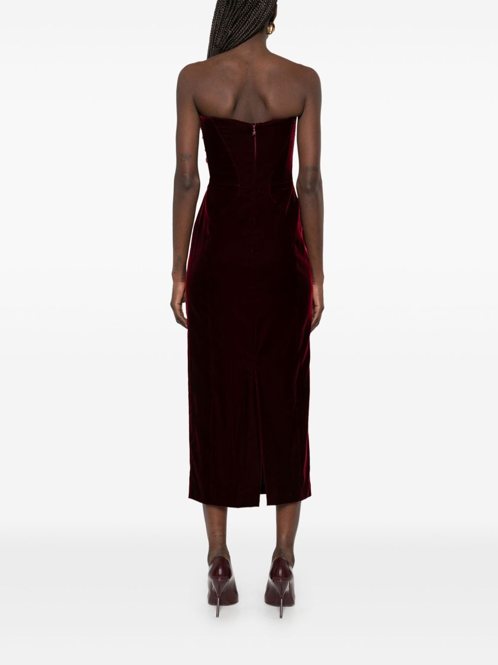 strapless velvet maxi dress - 4