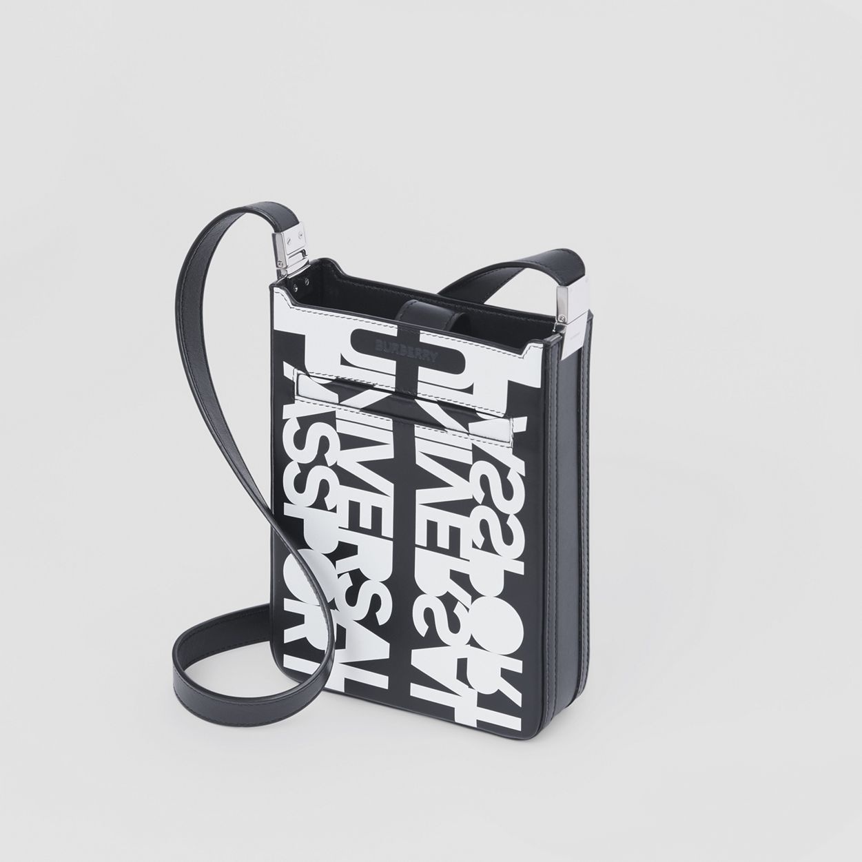 Mini Slogan Print Leather Olympia Crossbody Tote - 5