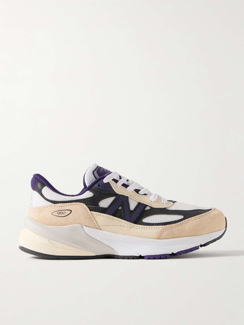 990v6 Leather-Trimmed Suede and Mesh Sneakers - 1