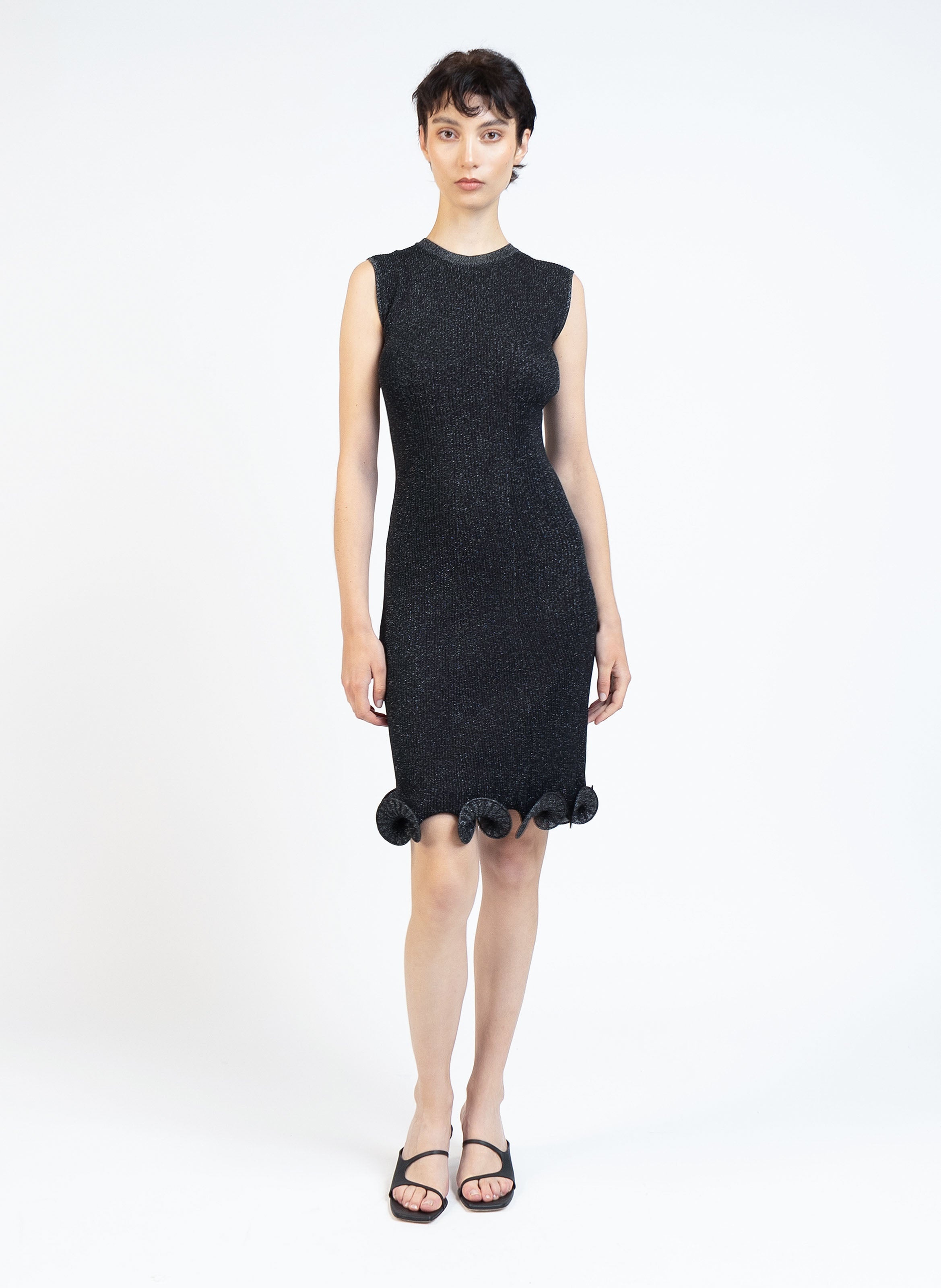 Knit Sleeveless Mini Dress/Black - 1