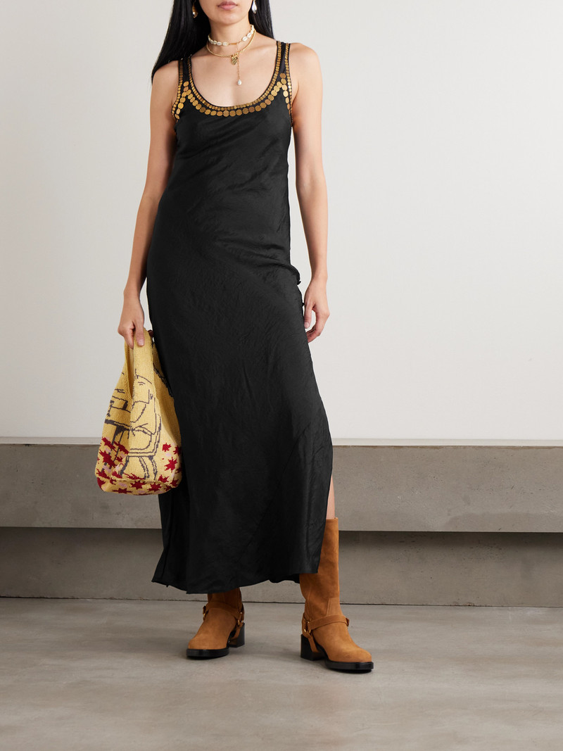 ALIX OF BOHEMIA Adele Gilded Coin Embellished Silk-faille Midi Dress outlook