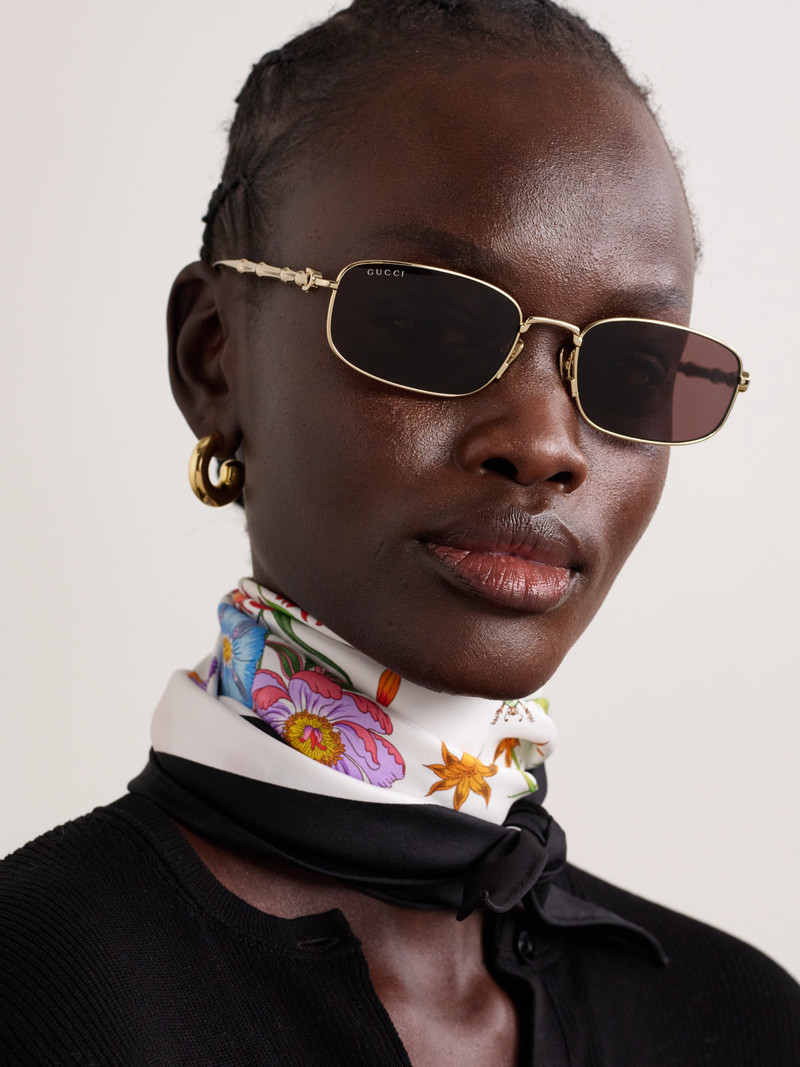 GUCCI Bamboo Rectangular-frame Gold-tone Sunglasses outlook