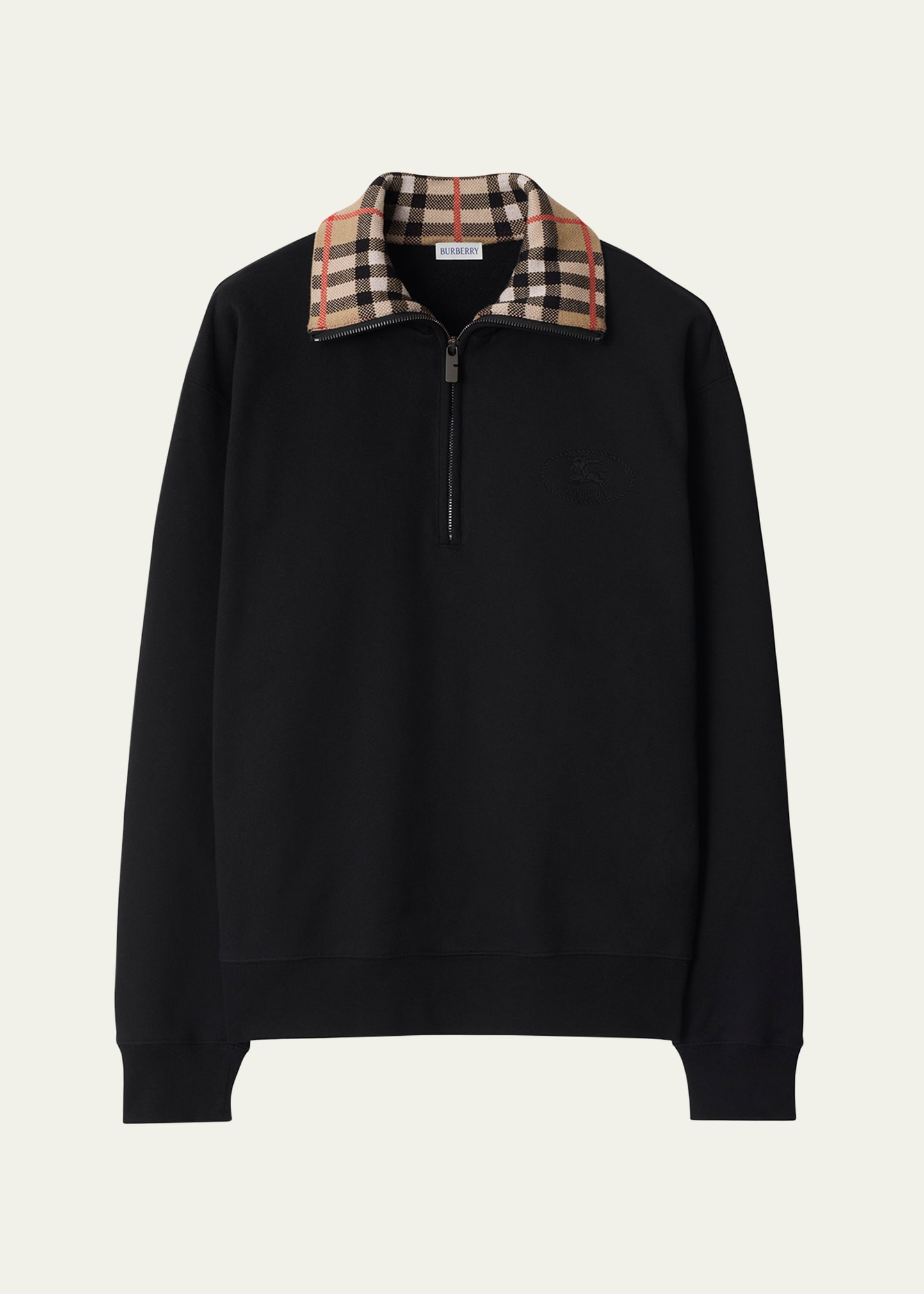 Men's Check-Collar Quarter-Zip Sweater - 1