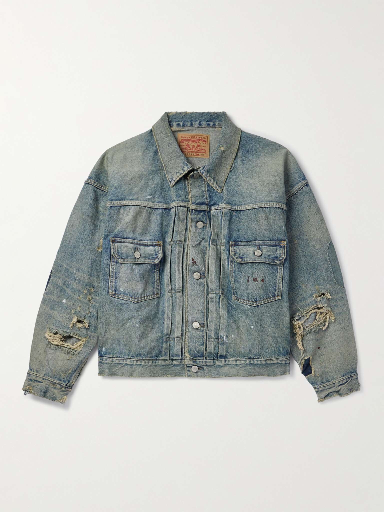 Saint M×××××× Distressed Denim Jacket