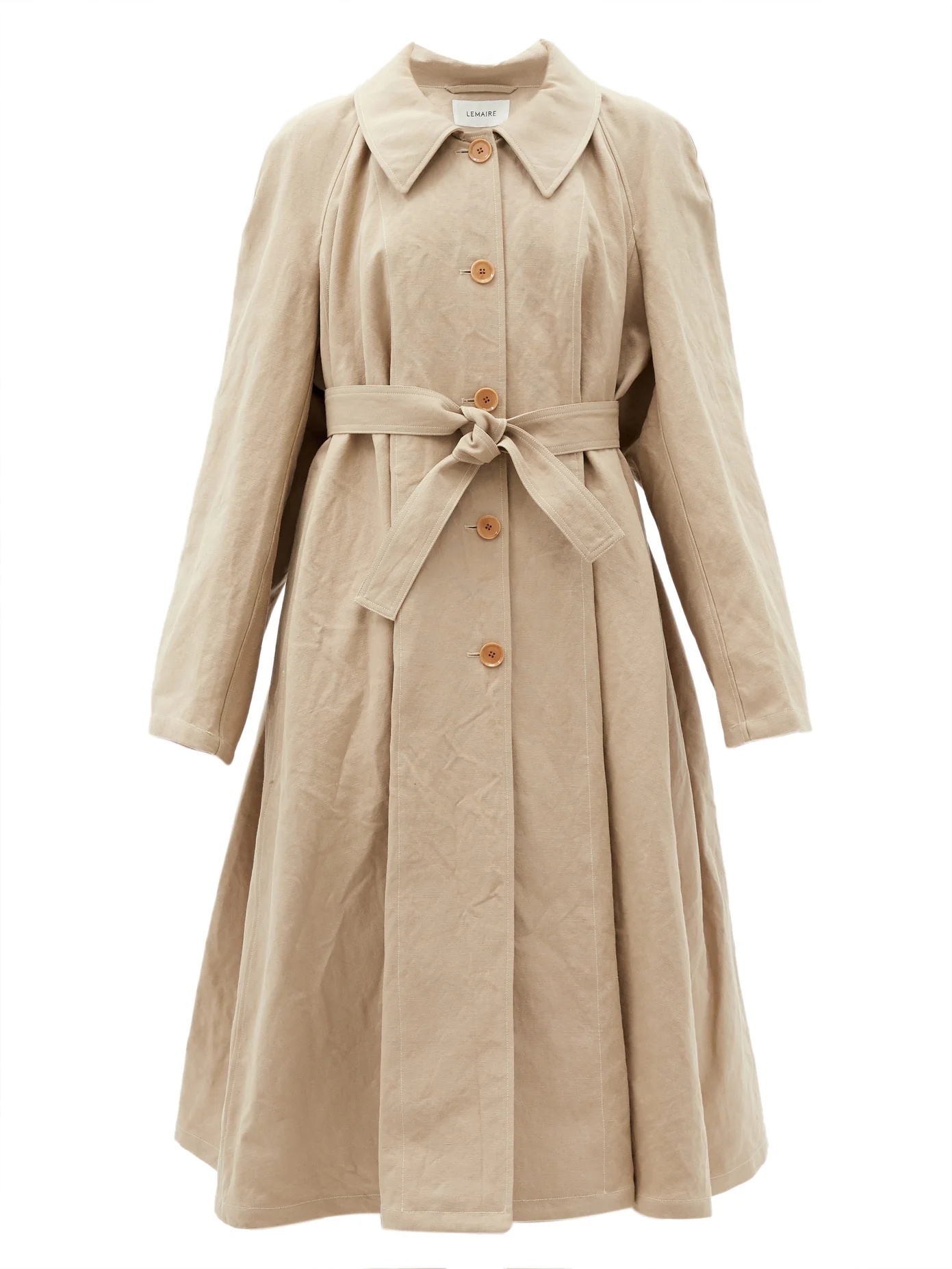 Belted linen and cotton-blend canvas coat - 1