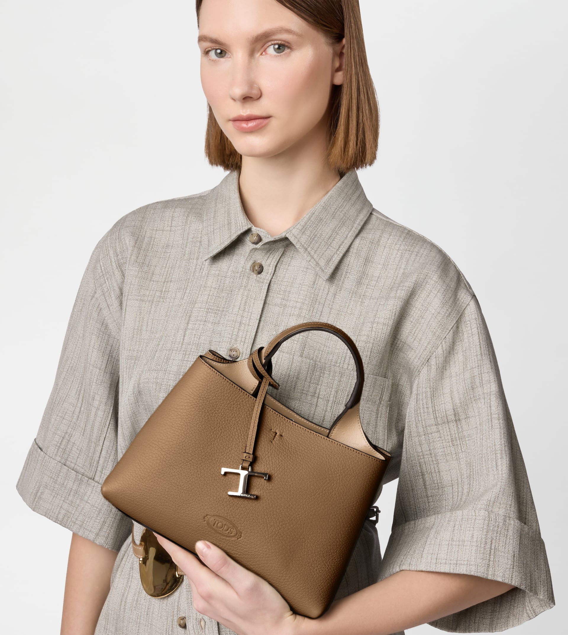 BAG IN LEATHER MICRO - BROWN, NATURAL - 6