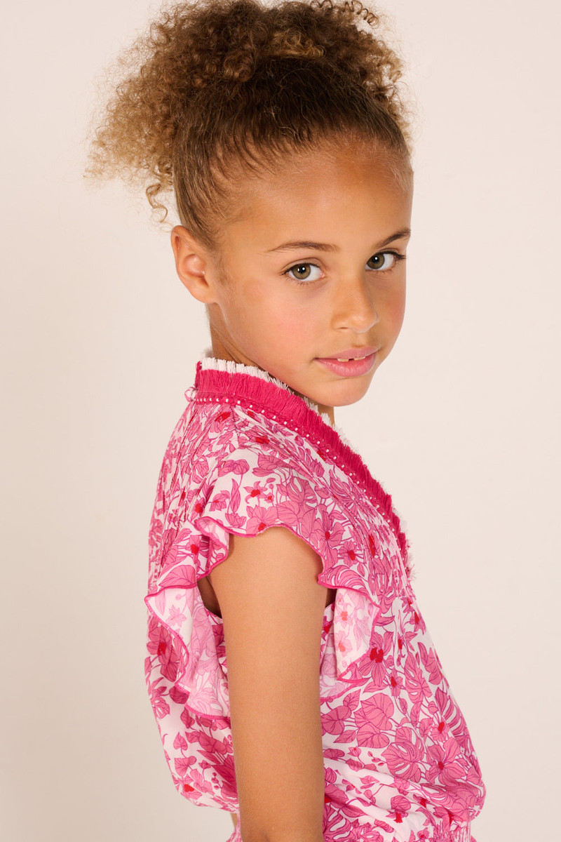 Short Jumpsuit Sasha for girls - Pink Aquaflora 3